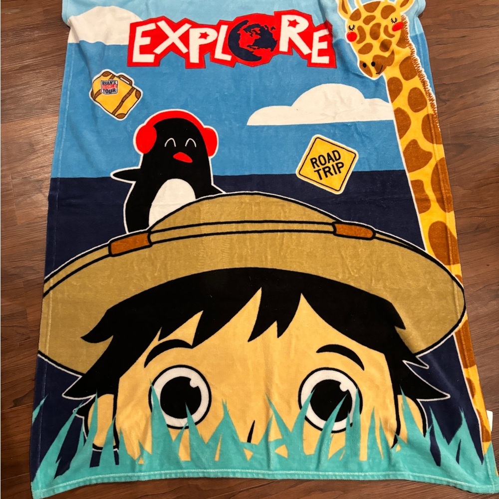 Ryan’s World fleece blanket and Twin sheet set.